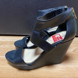 JESSICA SIMPSON BLACK WEDGE WEEKS ZIPPERS